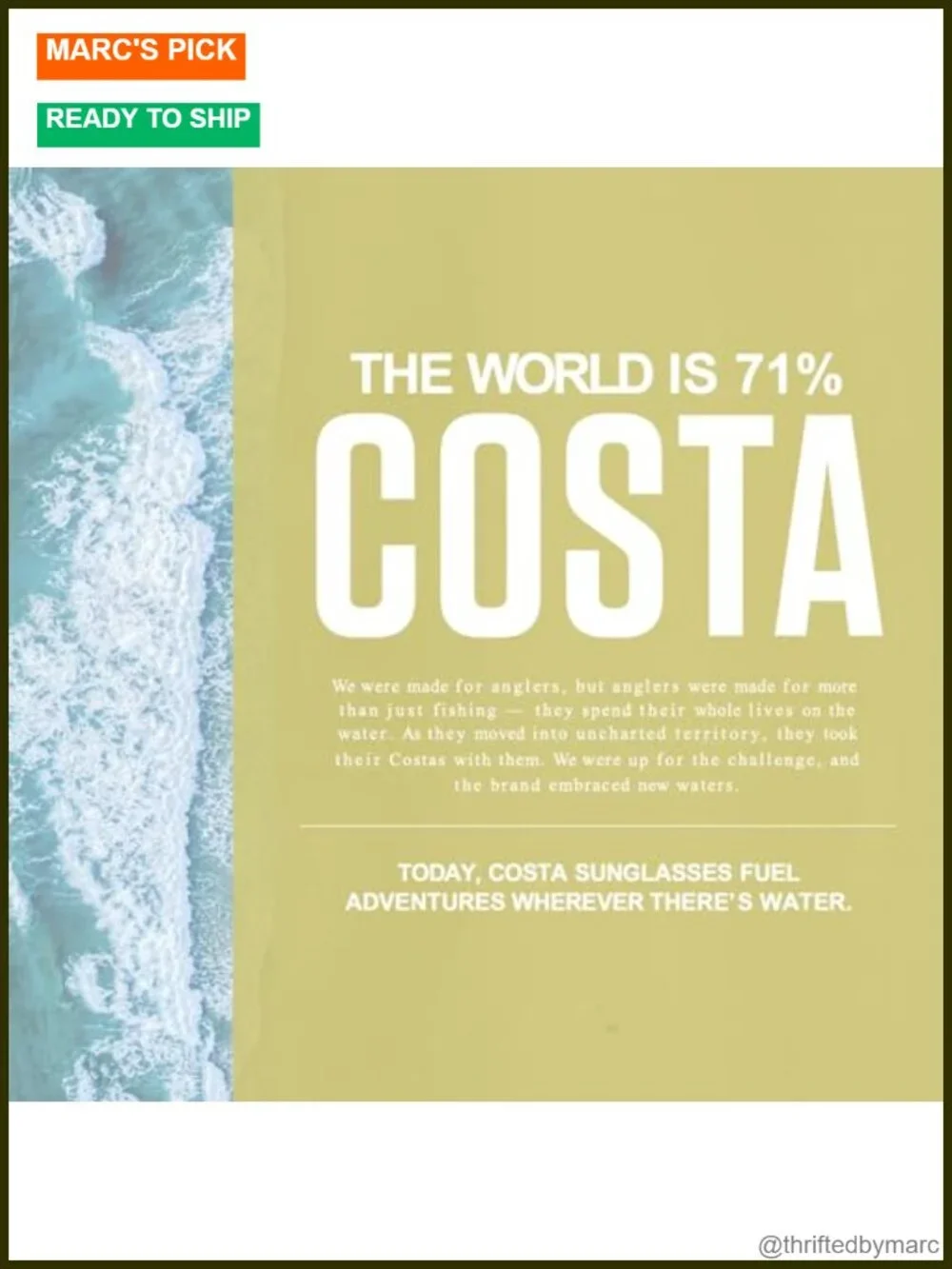 Costa Del Mar Caleta Aviator Sunglasses - 580G Glass Lenses, Polarized, UV